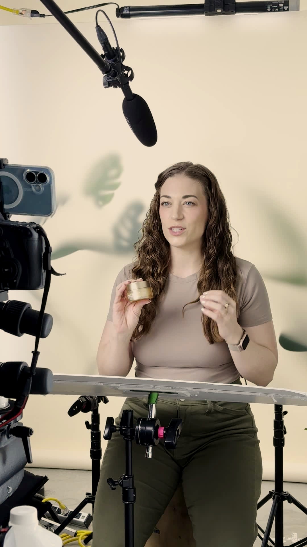 Filming content on set